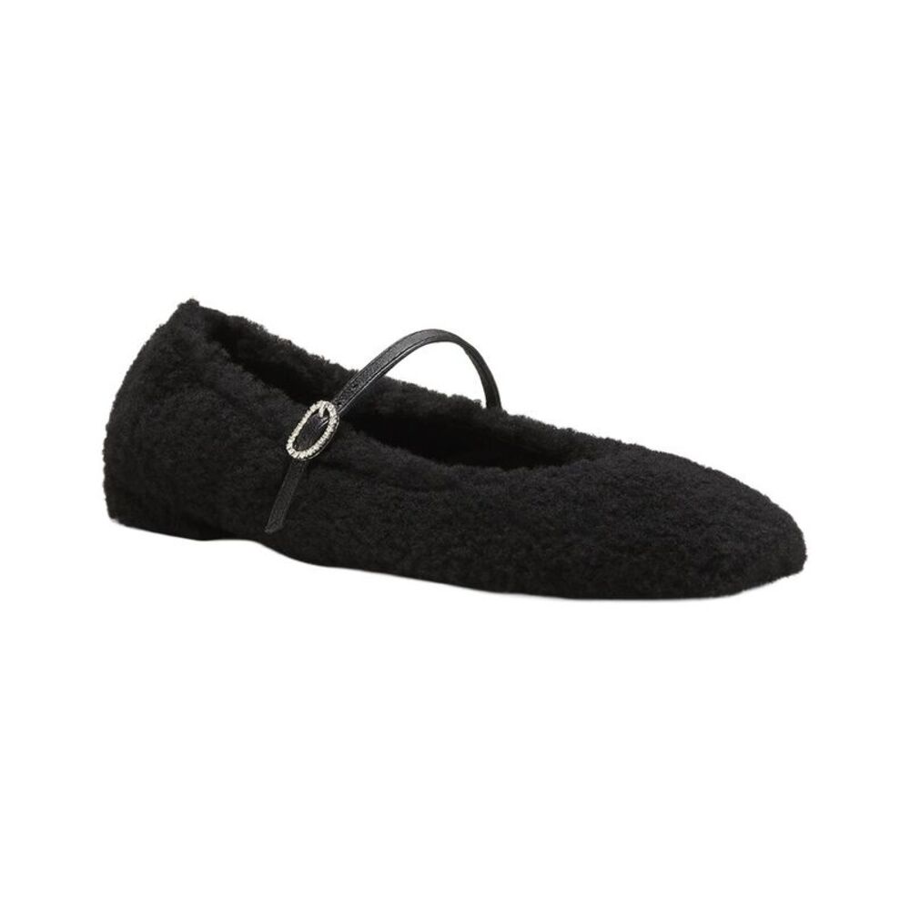 Stuart Weitzman Lennox Shearling Flat, Black
